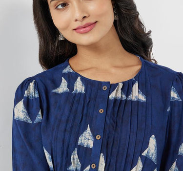 Printed Rayon Regular Fit Women's Short Kurta