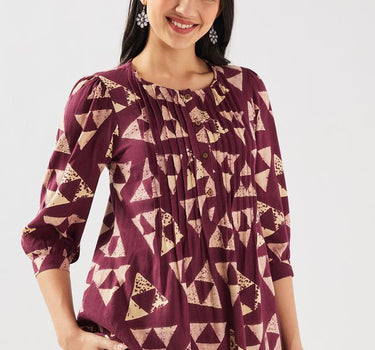 Printed Rayon Regular Fit Women's Short Kurta