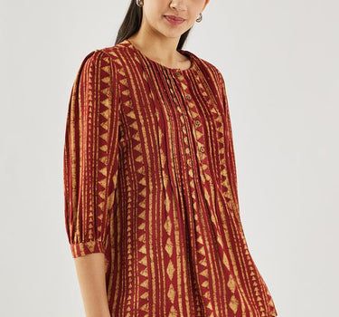 Printed Rayon Regular Fit Women's Short Kurta