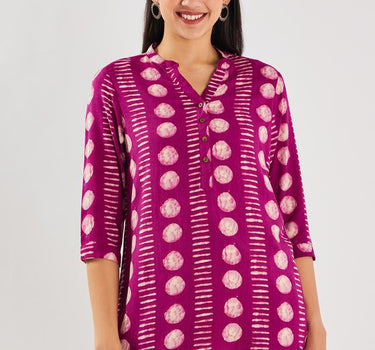 Printed Rayon Regular Fit Women's Short Kurta