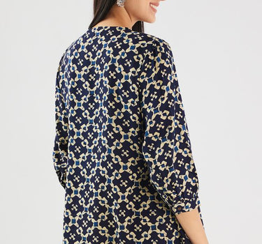 Printed Rayon Round Neck Women's Fusion Wear Kurta