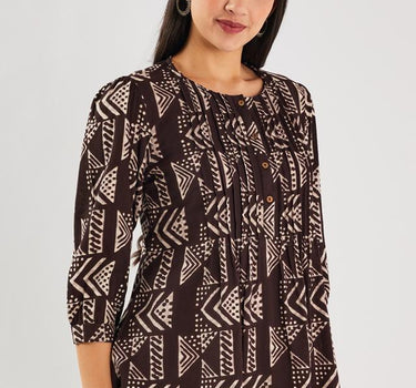 Printed Rayon Regular Fit Women's Short Kurta