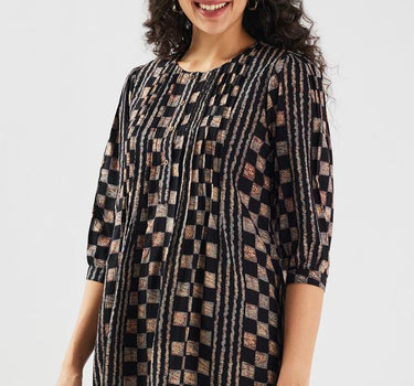 Printed Rayon Round Neck Women's Fusion Wear Kurta