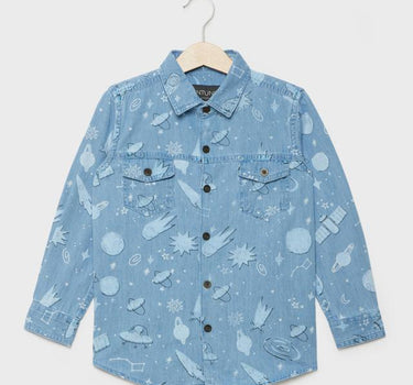 Printed Denim Regular Fit Infant Boys Shirt