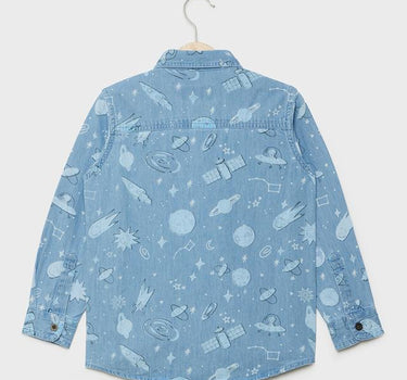 Printed Denim Regular Fit Infant Boys Shirt