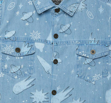 Printed Denim Regular Fit Infant Boys Shirt