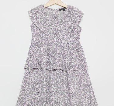 Printed Blended Fabric Flared Fit Girls Dress