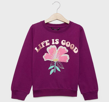 Solid Blended Fabric Regular Fit Infant Girls Sweatshirt