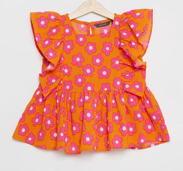 Printed Blended Fabric Regular Fit Infant Girls Top