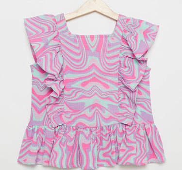 Printed Blended Fabric Regular Fit Infant Girls Top