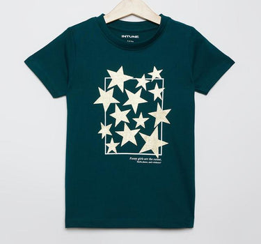 Graphic Print Cotton Round Neck Girls T-Shirt