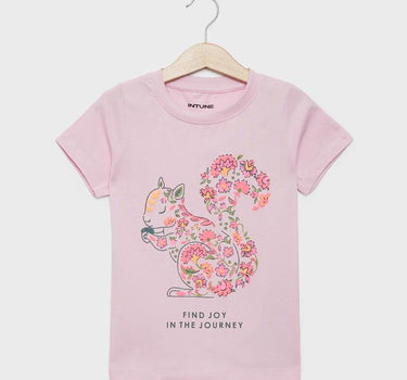 Graphic Print Cotton Round Neck Girls T-Shirt