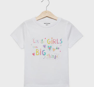 Printed Cotton Round Neck Girls T-Shirt