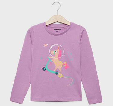 Printed Cotton Round Neck Girls T-Shirt