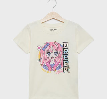 Printed Cotton Round Neck Girls T-Shirt