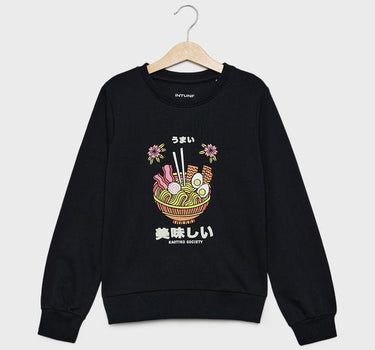 Printed Blended Fabric Round Neck Girls Sweatshirt