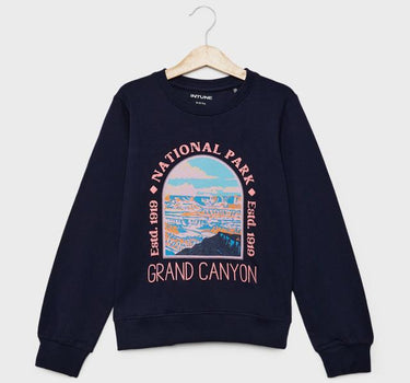 Printed Blended Fabric Round Neck Girls Sweatshirt