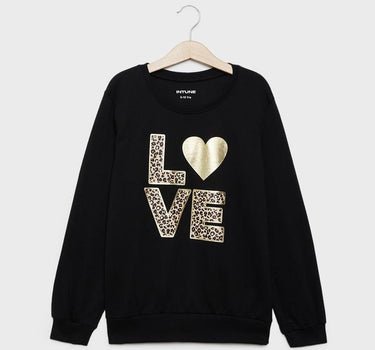 Printed Blended Fabric Round Neck Girls Sweatshirt