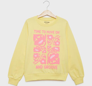 Printed Blended Fabric Round Neck Girls Sweatshirt