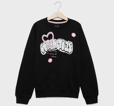 Solid Cotton Regular Fit Girls Sweatshirt