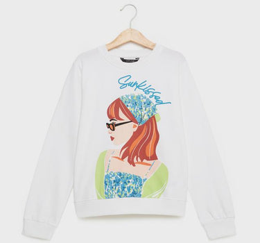 Solid Blended Fabric Regular Fit Girls Sweatshirt