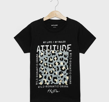 Graphic Print Cotton Round Neck Girls T-Shirt