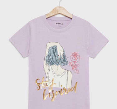 Graphic Print Cotton Round Neck Girls T-Shirt