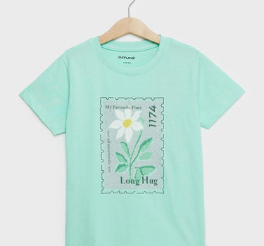 Graphic Print Cotton Round Neck Girls T-Shirt