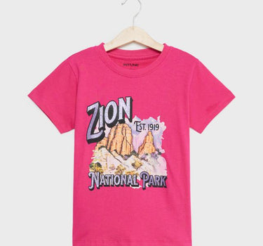 Graphic Print Cotton Round Neck Girls T-Shirt