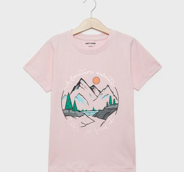 Graphic Print Cotton Round Neck Girls T-Shirt