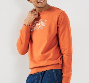 Solid Cotton Round Neck Men's Sweatshirt