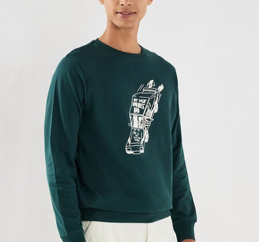 Solid Cotton Round Neck Men's Sweatshirt