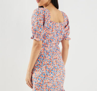 Printed Polyester Square Neck Women's Dress