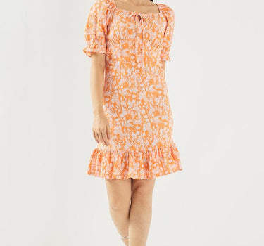 Printed Polyester Square Neck Women's Dress