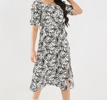 Printed Polyester Scoop Neck Women's Dress