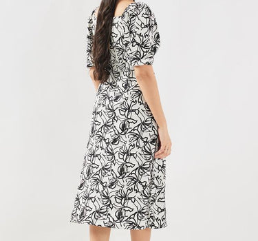 Printed Polyester Scoop Neck Women's Dress