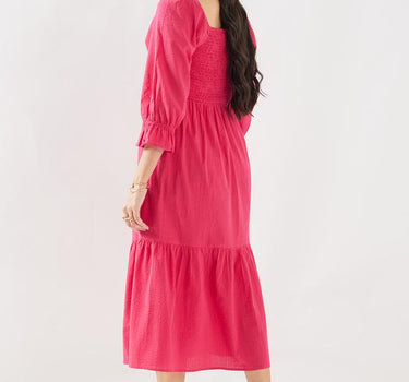 Solid Cotton Square Neck Women's Dress