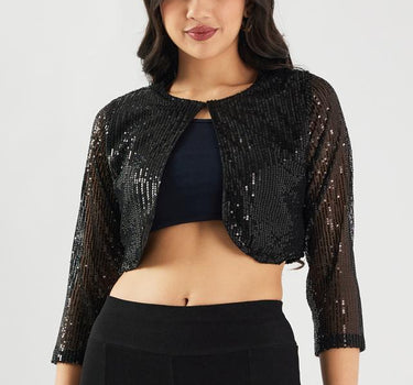Embellished Round Neck Polyester Women's Casual Wear Jacket