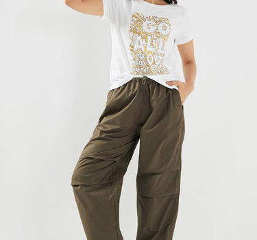 Solid Cotton Relaxed Fit Women's Pants