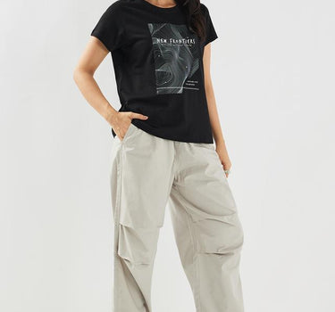 Solid Cotton Relaxed Fit Women's Pants