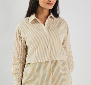 Yarn Dyed Collared Cotton Women's Casual Wear Shirt