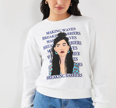 Printed Cotton Round Neck Women's Sweatshirt