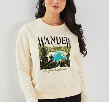 Printed Round Neck Cotton Women's Casual Wear Sweatshirt