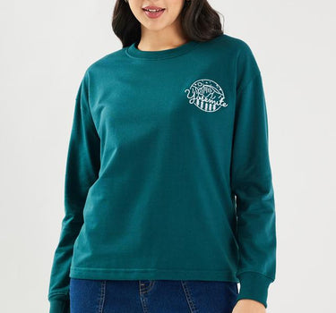 Embroidered Round Neck Cotton Women's Casual Wear Sweatshirt