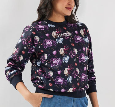 Printed Cotton Round Neck Women's Sweatshirt