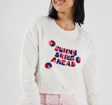 Embroidered Cotton Round Neck Women's Sweatshirt