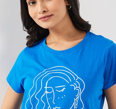 Printed Cotton Round Neck Women's T-Shirt