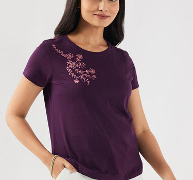 Printed Cotton Round Neck Women's T-Shirt