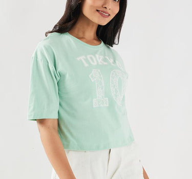 Printed Cotton Round Neck Women's T-Shirt