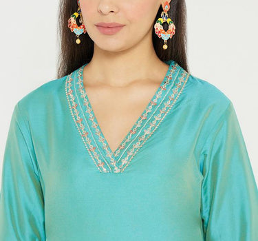 Cotton Silk Embroidered Kurta